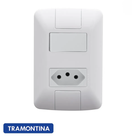 Conjunto 4x2 com 1 Interruptor Paralelo (Three Way) + 1 Tomada 2P+T 10A 250V Aria TRAMONTINA