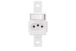 Interruptor Simples Com Tomada 10A 250V Blanc FAME