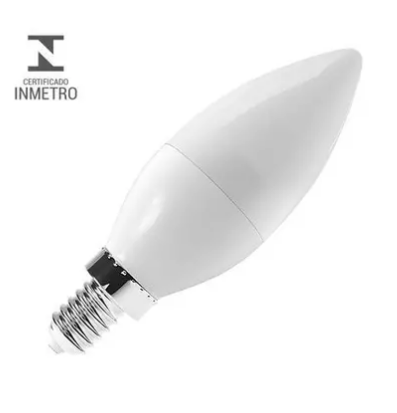 Lâmpada de Led Vela Lisa 5W Branco Quente 3000K Bivolt E14