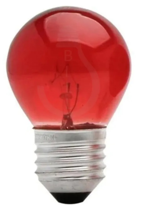 Lâmpada Incandescente 15W Bolinha Colorida Vermelha 127V E27