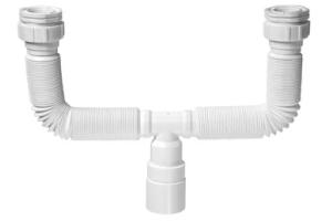 Sifão Duplo Sanfonado Universal Extensível DN38/40/48/50 - Branco